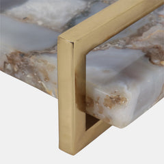 Agate Tray w/ Gold Handles