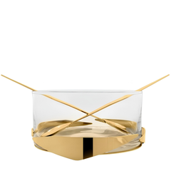 24K Gold Plated Salad Bowl w/ Servers