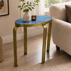 BLUE STRAW MARQUETRY TOP
