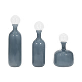 Blue Glass Vessel Set with Lids