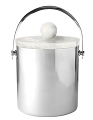 Azure Matte White Resin & Stainless Steel Ice Bucket