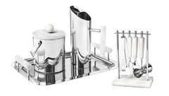 Azure Matte White Resin & Stainless Steel 5 Piece Bar Tool Set