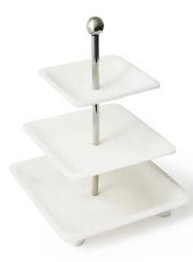 Azure Matte White Three Tiered Serving Stand