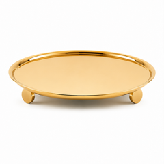 Footed Gold Round Tray
