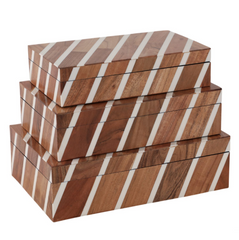 Brown Lined Wood Boxes