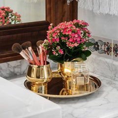 Footed Gold Round Tray
