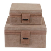 Buckled Tan Suede Boxes