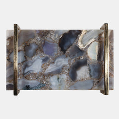 Agate Tray w/ Gold Handles