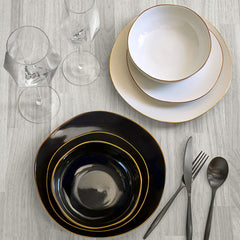 ANDOVER WHITE WITH GOLD BAND 12 PC