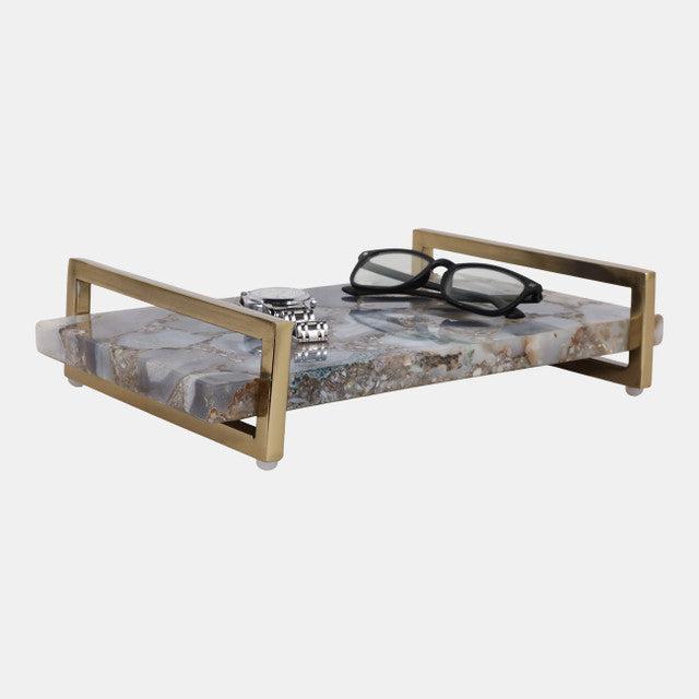 Agate Tray w/ Gold Handles