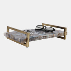 Agate Tray w/ Gold Handles