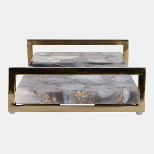 Agate Tray w/ Gold Handles