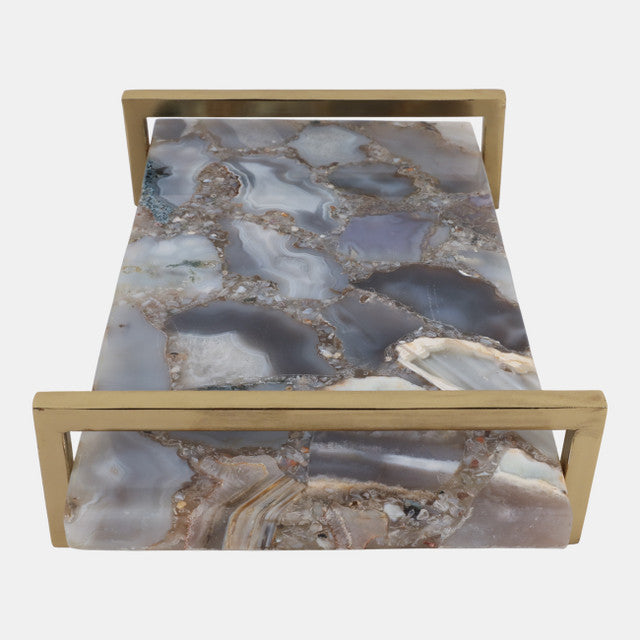 Agate Tray w/ Gold Handles
