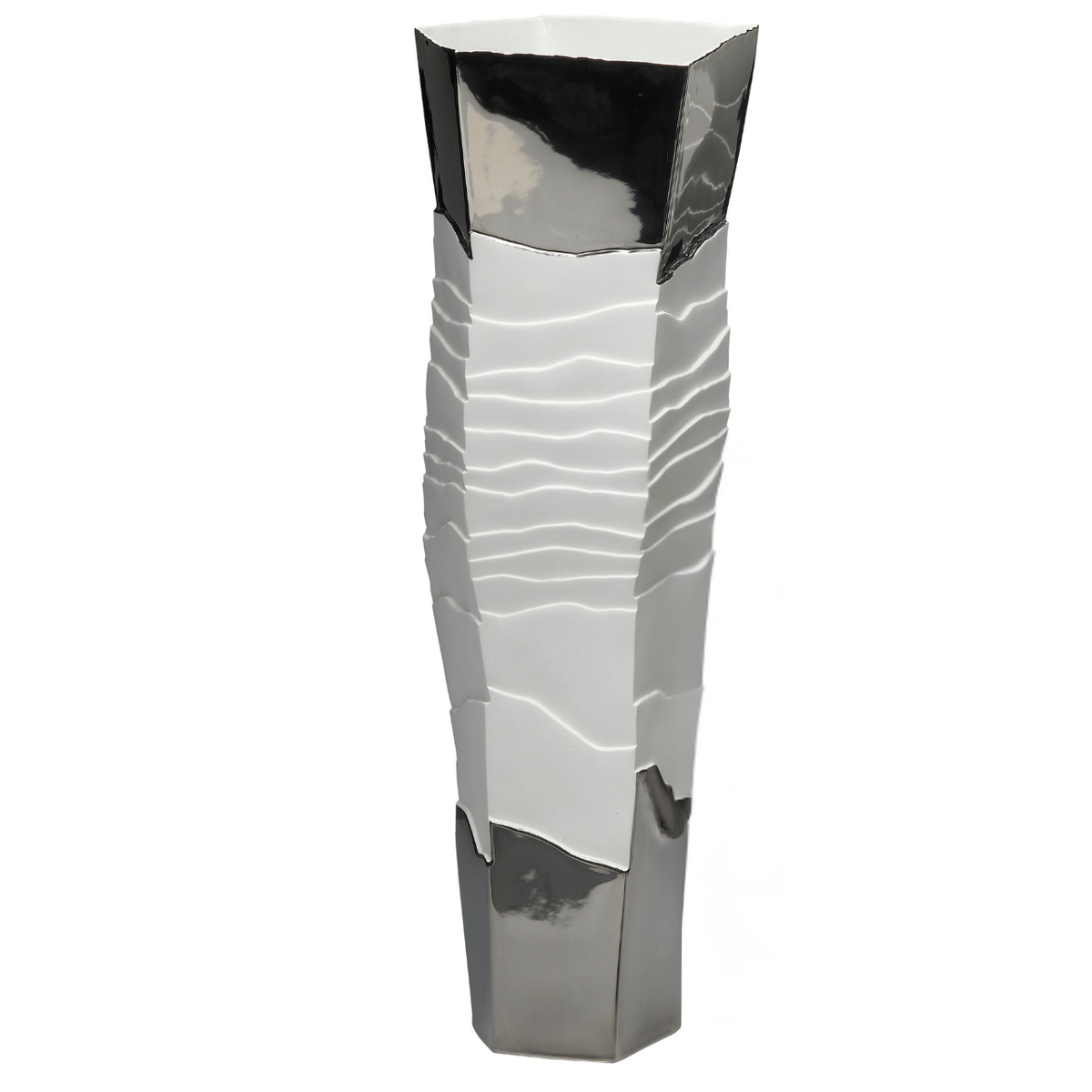 Erosum Tall Porcelain Platinum Vase