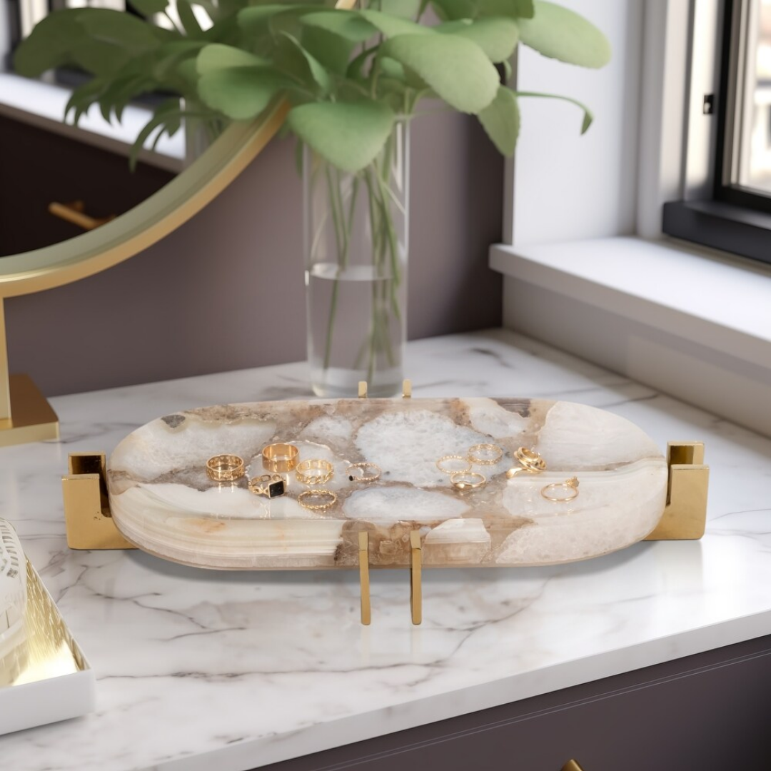 Agate and Brass Tray