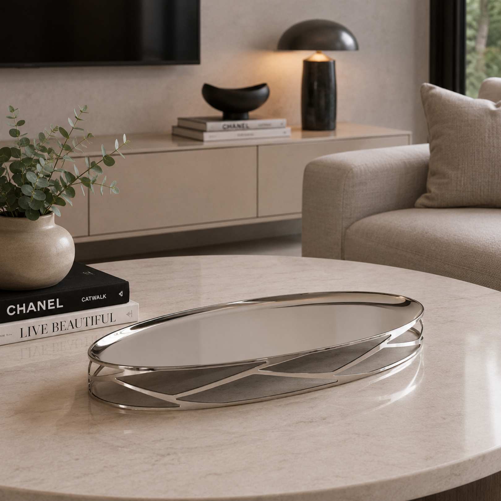 Elevated Oval Stainless Steel Trays