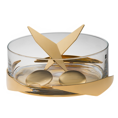24K Gold Plated Salad Bowl w/ Servers