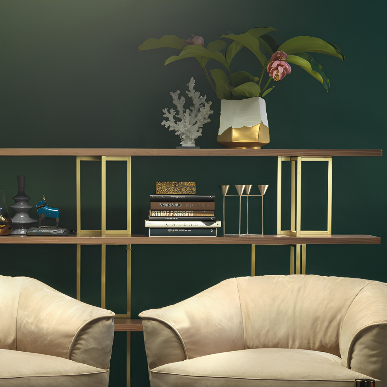 Erosum Short Porcelain & Gold Vase