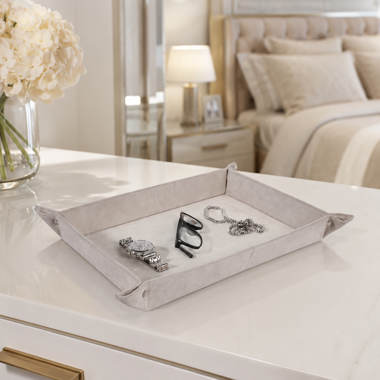 Cream Suede Tray