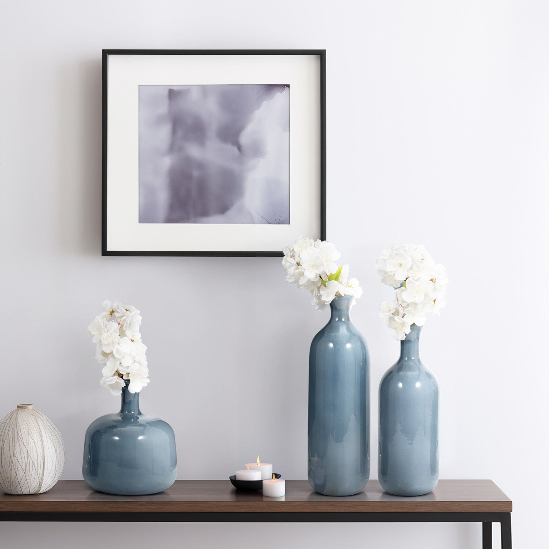 Blue Glass Vessel Set with Lids