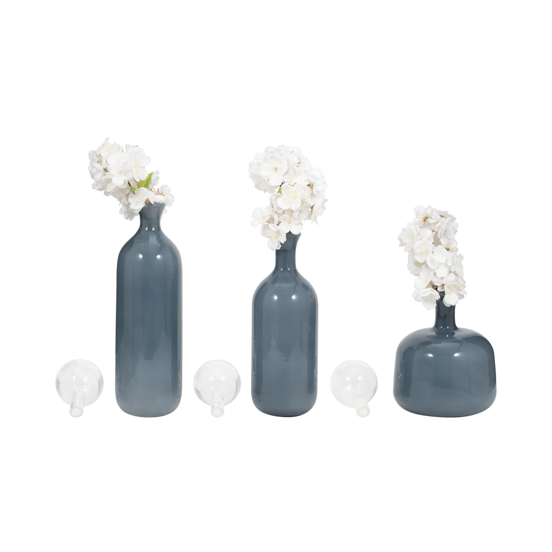 Blue Glass Vessel Set with Lids