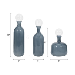 Blue Glass Vessel Set with Lids