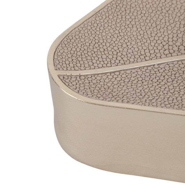 Beige Faux Shagreen Triangular Bowl