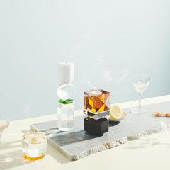 Dakota Amber Clear Black Tealight Holder