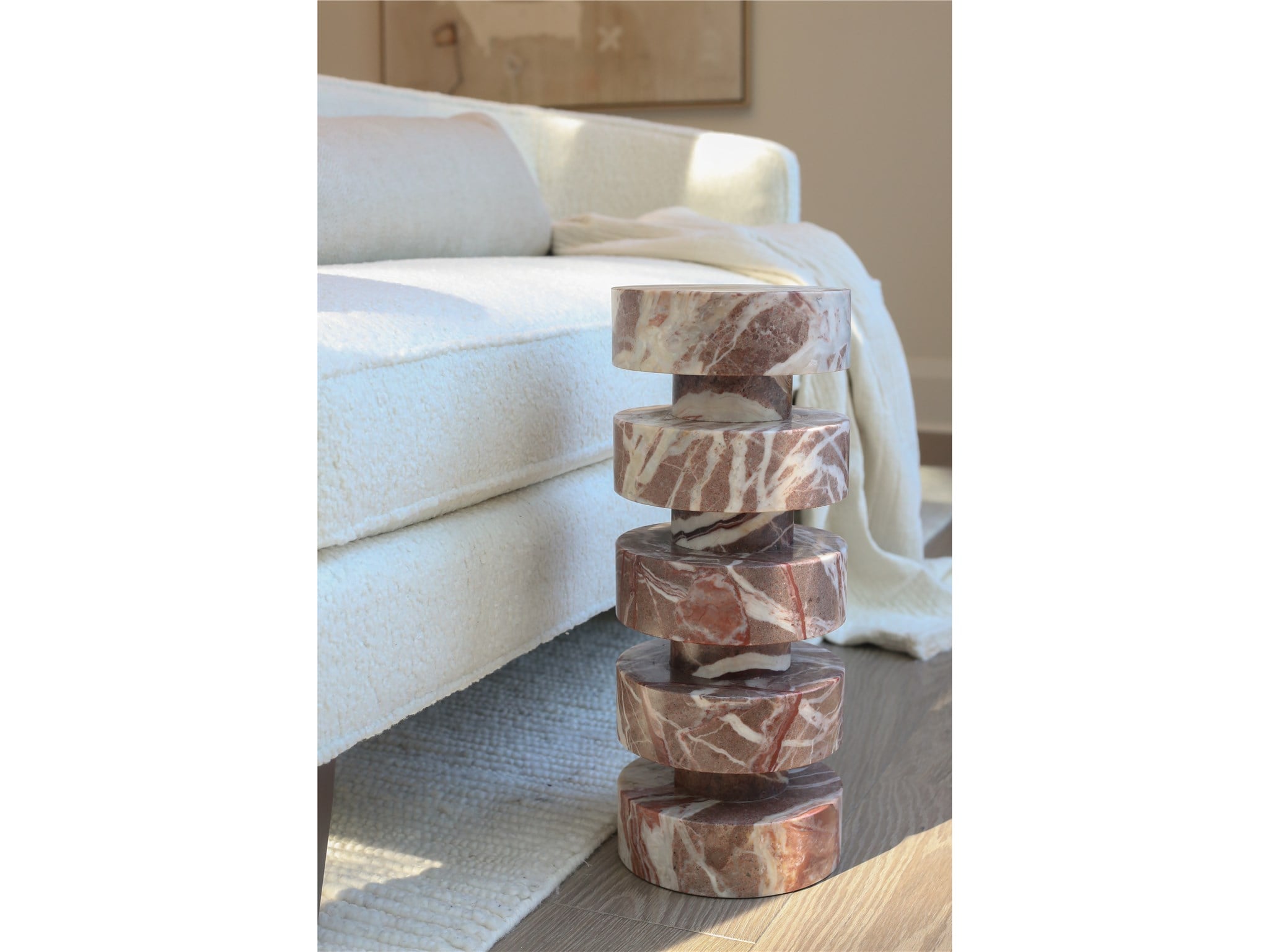 Cherry Gold Marble Accent Table