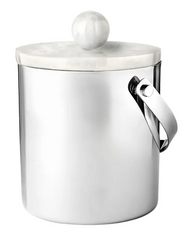 Azure Matte White Resin & Stainless Steel Ice Bucket
