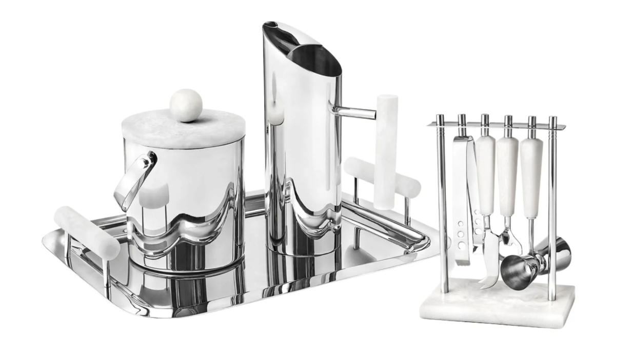 Azure Matte White Resin & Stainless Steel 5 Piece Bar Tool Set