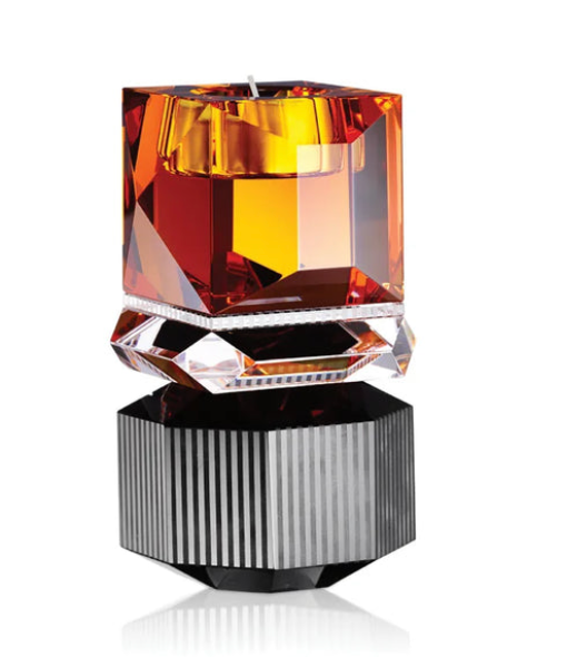 Dakota Amber Clear Black Tealight Holder