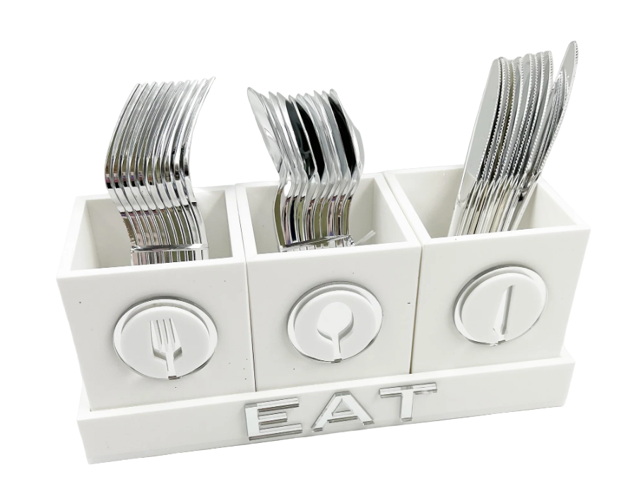 FORK, SPOON & KNIFE HOLDER - White
