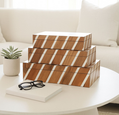 Brown Lined Wood Boxes