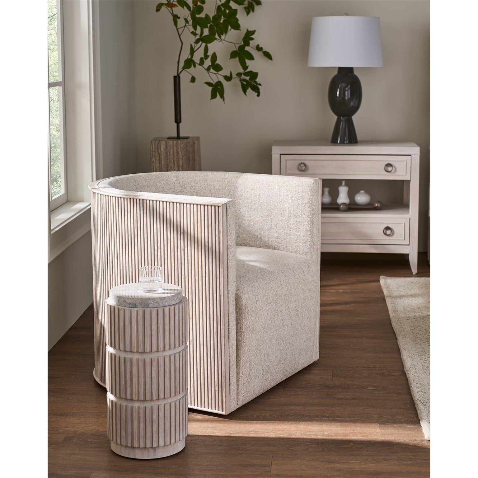 Carmen Spot Stone & Oak Accent Table