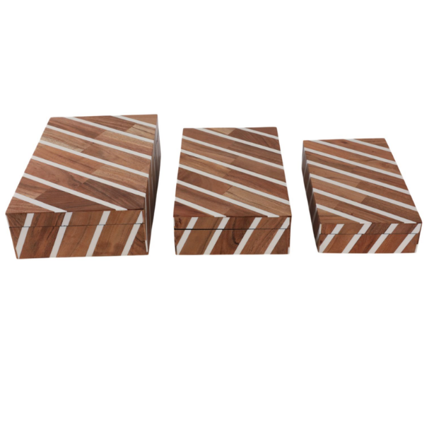 Brown Lined Wood Boxes
