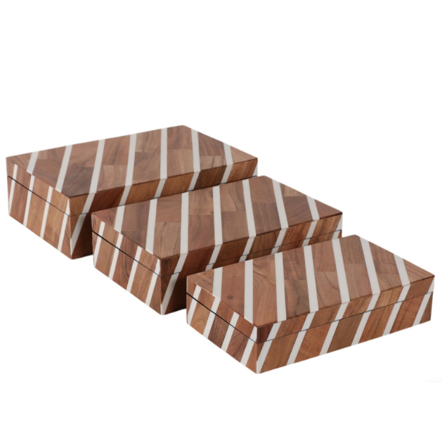 Brown Lined Wood Boxes