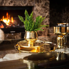 Footed Gold Round Tray