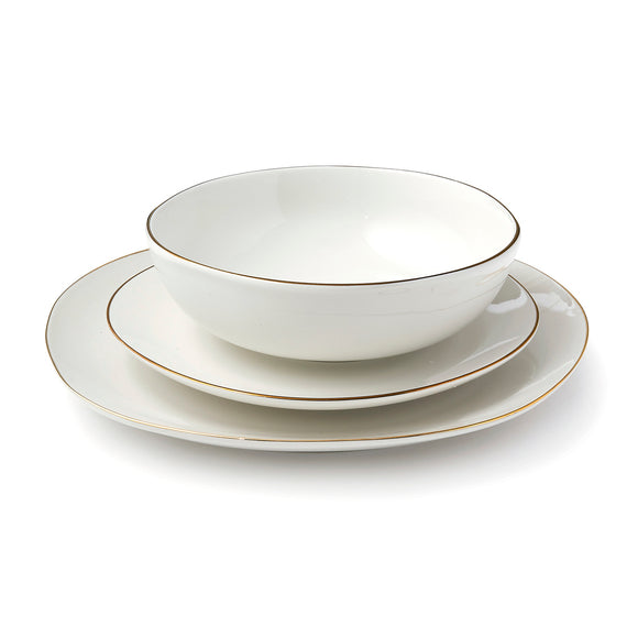 ANDOVER WHITE WITH GOLD BAND 12 PC