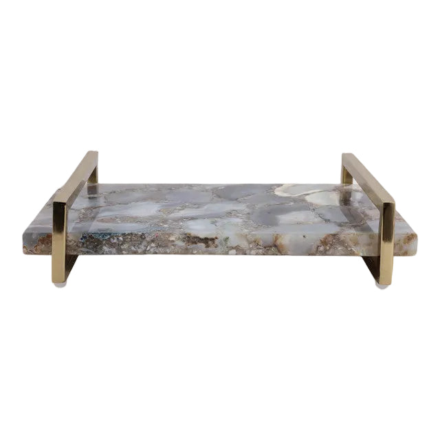 Agate Tray w/ Gold Handles