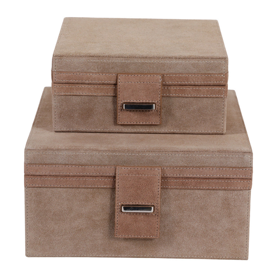Buckled Tan Suede Boxes