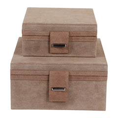Buckled Tan Suede Boxes