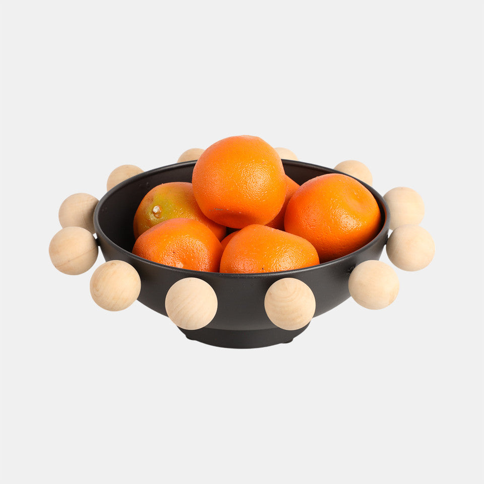 Black Bowl w/ Wooden Knobs