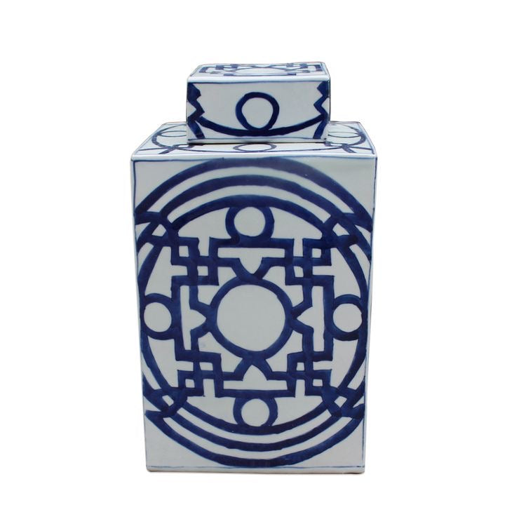 Blue & White Square Tea Jar