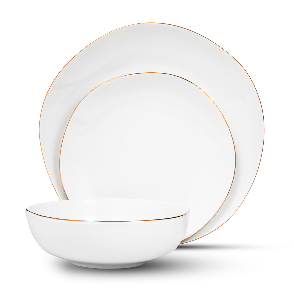 ANDOVER WHITE WITH GOLD BAND 12 PC