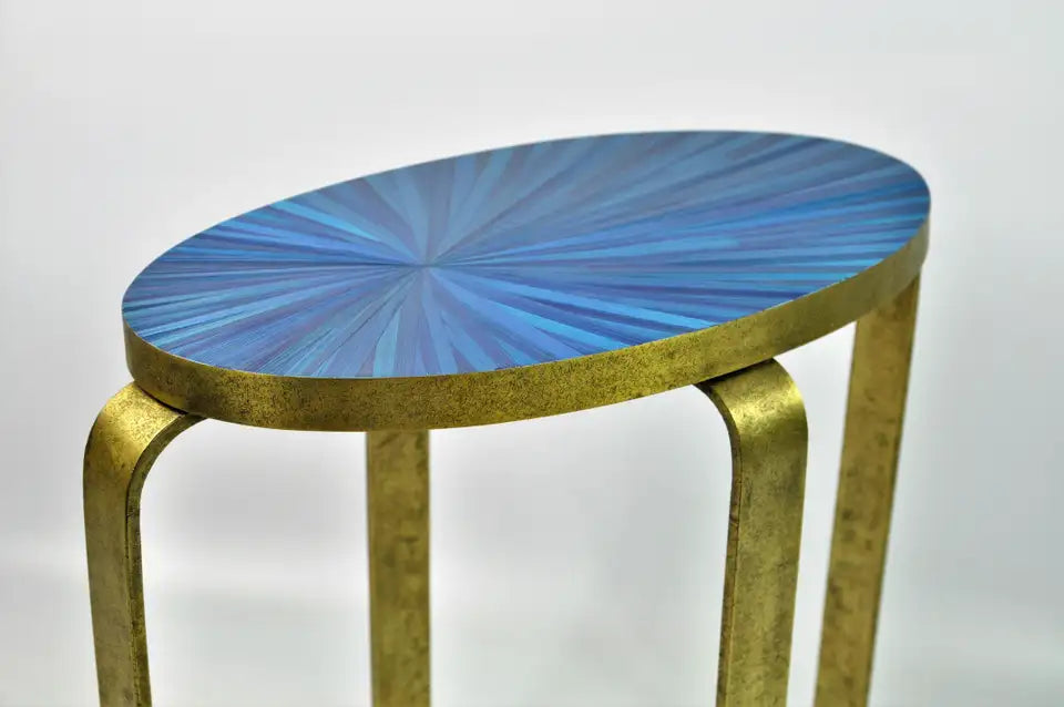 BLUE STRAW MARQUETRY TOP