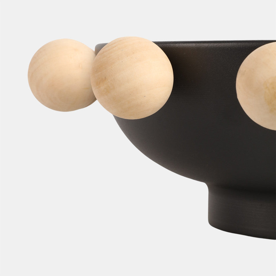 Black Bowl w/ Wooden Knobs