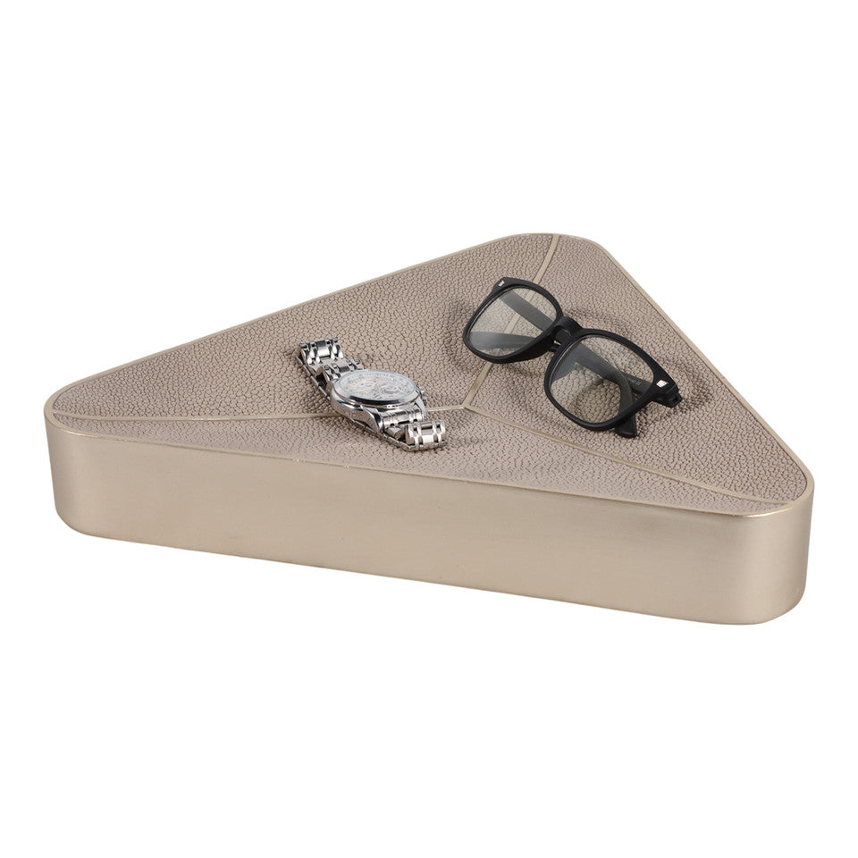 Beige Faux Shagreen Triangular Bowl