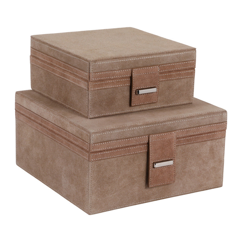 Buckled Tan Suede Boxes
