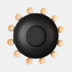 Black Bowl w/ Wooden Knobs